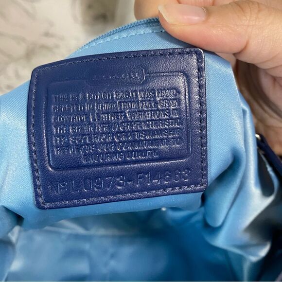 Coach Navy Blue Embossed Patent Leather Tote Bag #F14663 - Picture 7 of 8